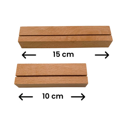 Die Malkartenhalter gibt es in 2 Ausführungen. Einmal in der Länge 15 cm für Malkarten und einmal in 10 cm Länge für Post- und Grußkarten.