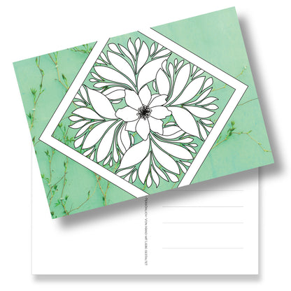 Postkarte mit Ausmalmotiv "Mandala". 