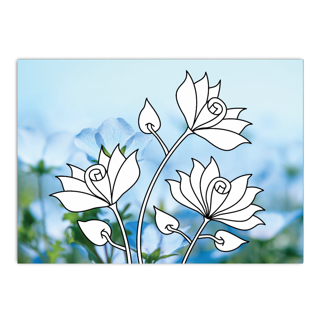 Malkarte mit Blume. Gestaltet im Zen-Stil.