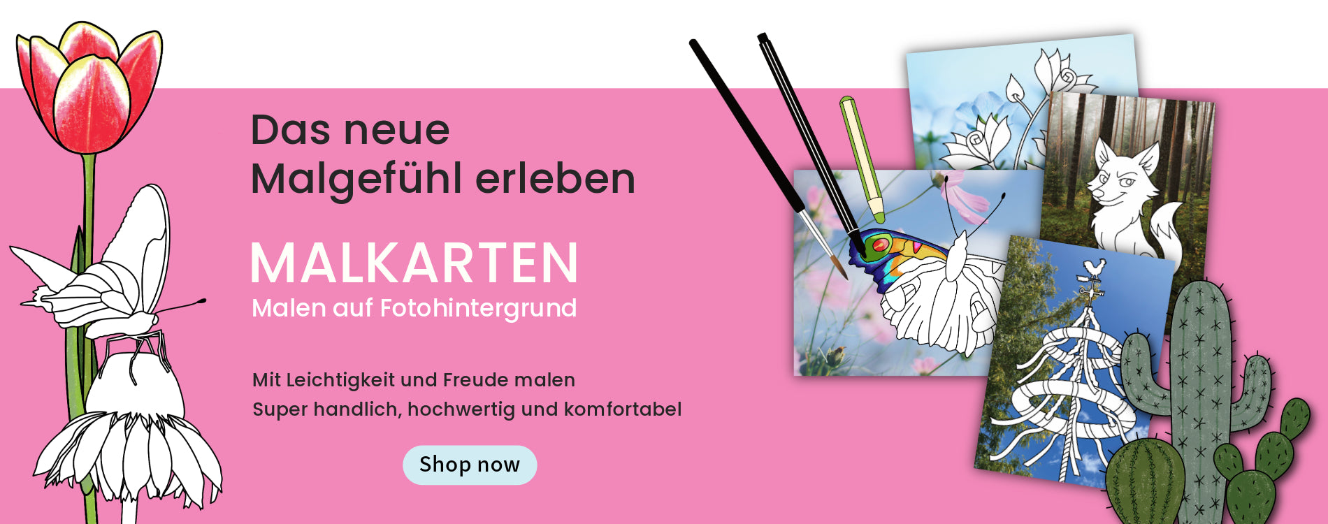 Malkarten - die pfiffige Alternative zum Malbuch. Mit unseren Malkarten wird Malen zum Erlebnis. Super handlich, hochwertig und komfortabel. Mit Leichtigkeit und Freude malen. Ein Ausmalmotiv auf Fotohintergrund.